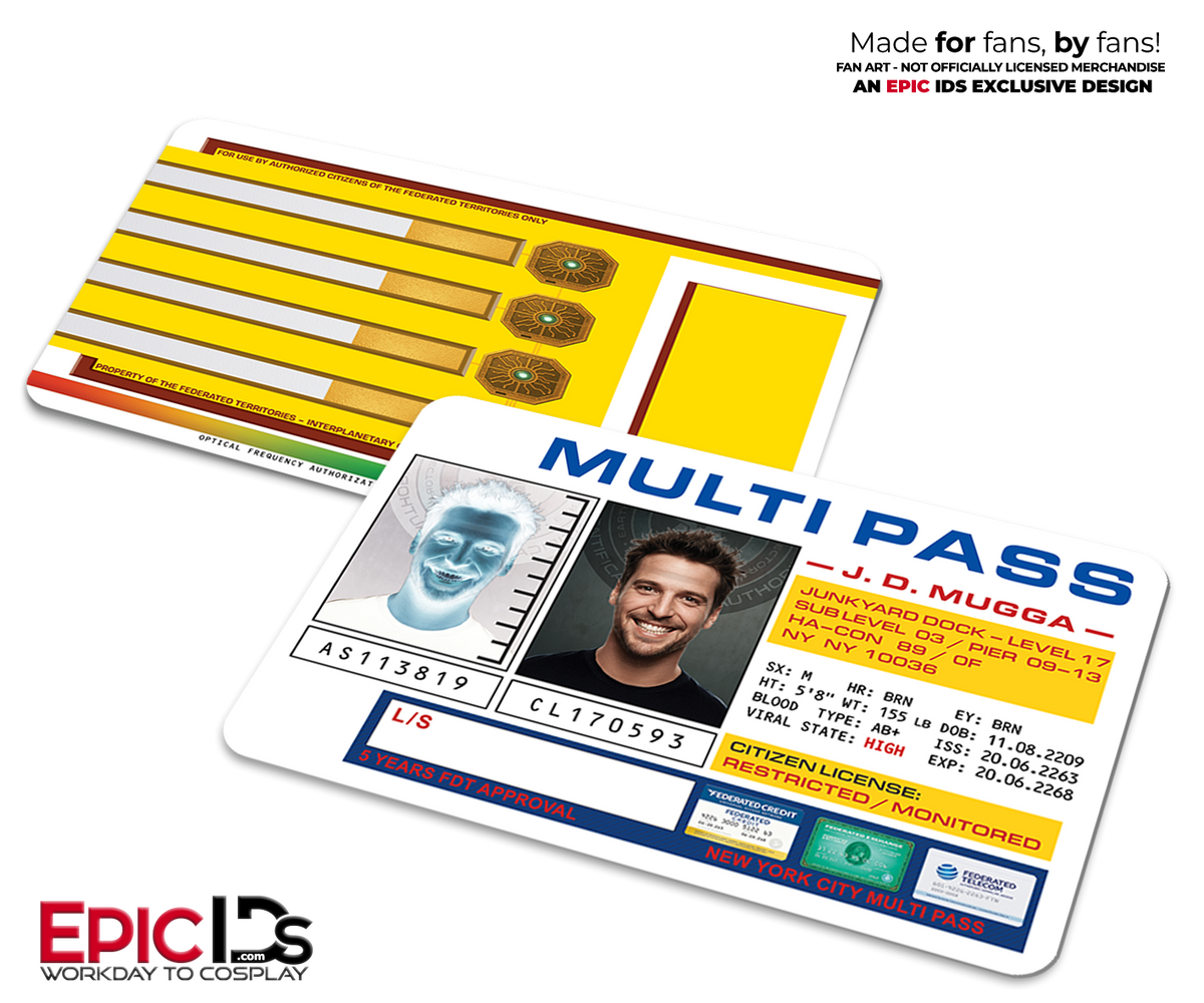 J.D. &quot;Junkyard Dog&quot; Mugga Multipass ID Card — The Fifth Element — Cinematic Enhanced Edition