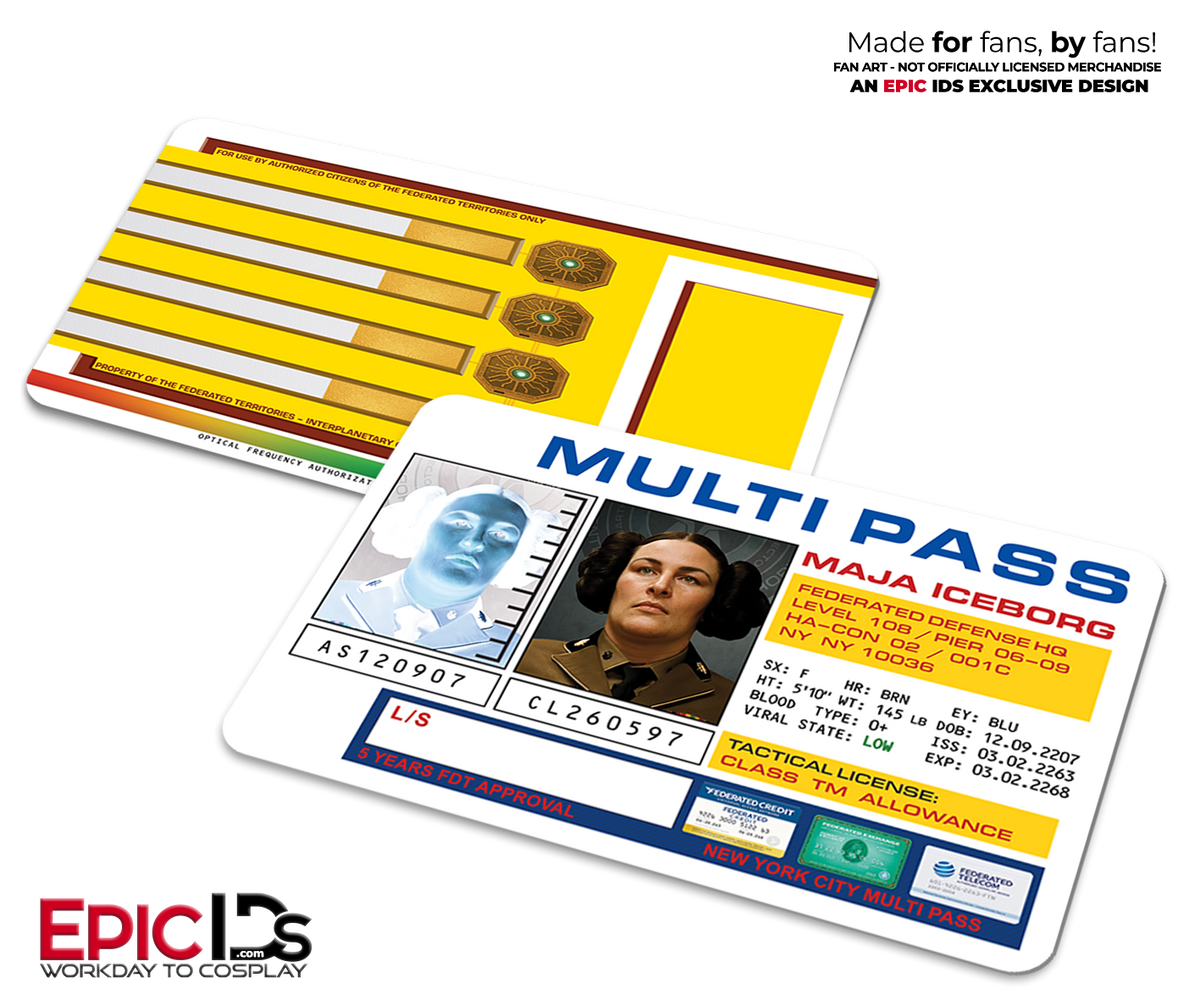 Major &quot;Maya&quot; Iceborg Multipass ID Card — The Fifth Element — Cinematic Enhanced Edition