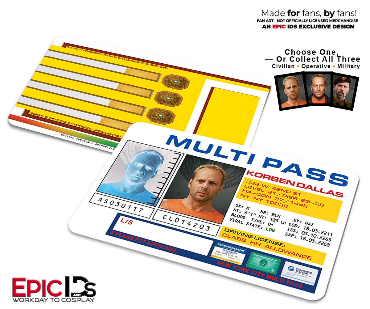 Korben Dallas Multipass ID Card — The Fifth Element — Cinematic Enhanced Edition