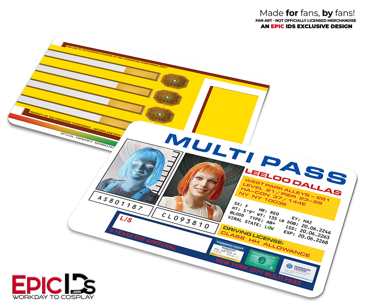 Leeloo Dallas Multipass ID Card — The Fifth Element — Cinematic Enhanced Edition