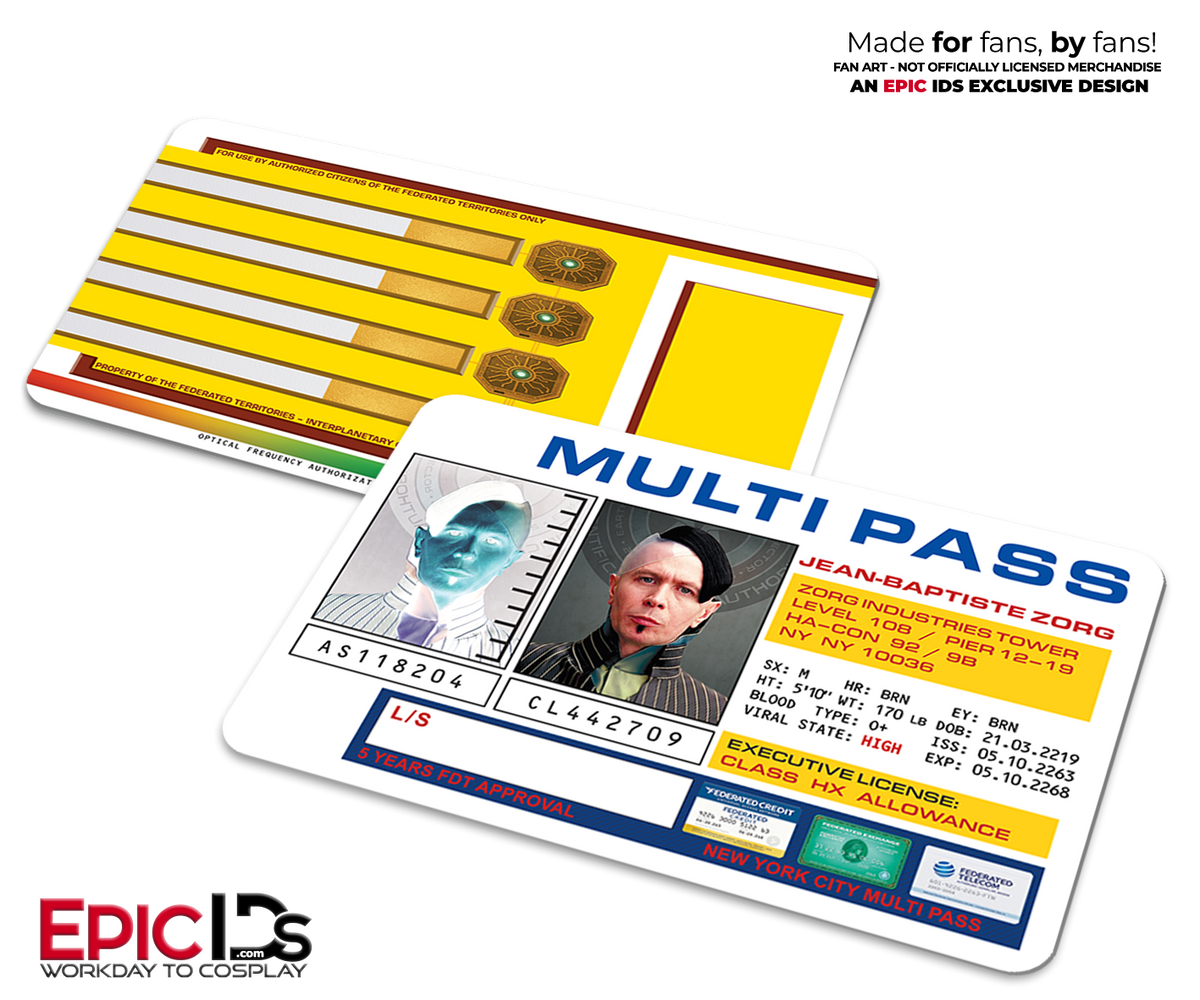 Jean-Baptiste Zorg Multipass ID Card — The Fifth Element — Cinematic Enhanced Edition