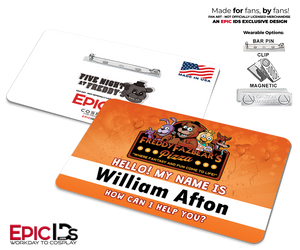 William Afton Staff ID Badge – Freddy Fazbear’s Pizza – FNAF
