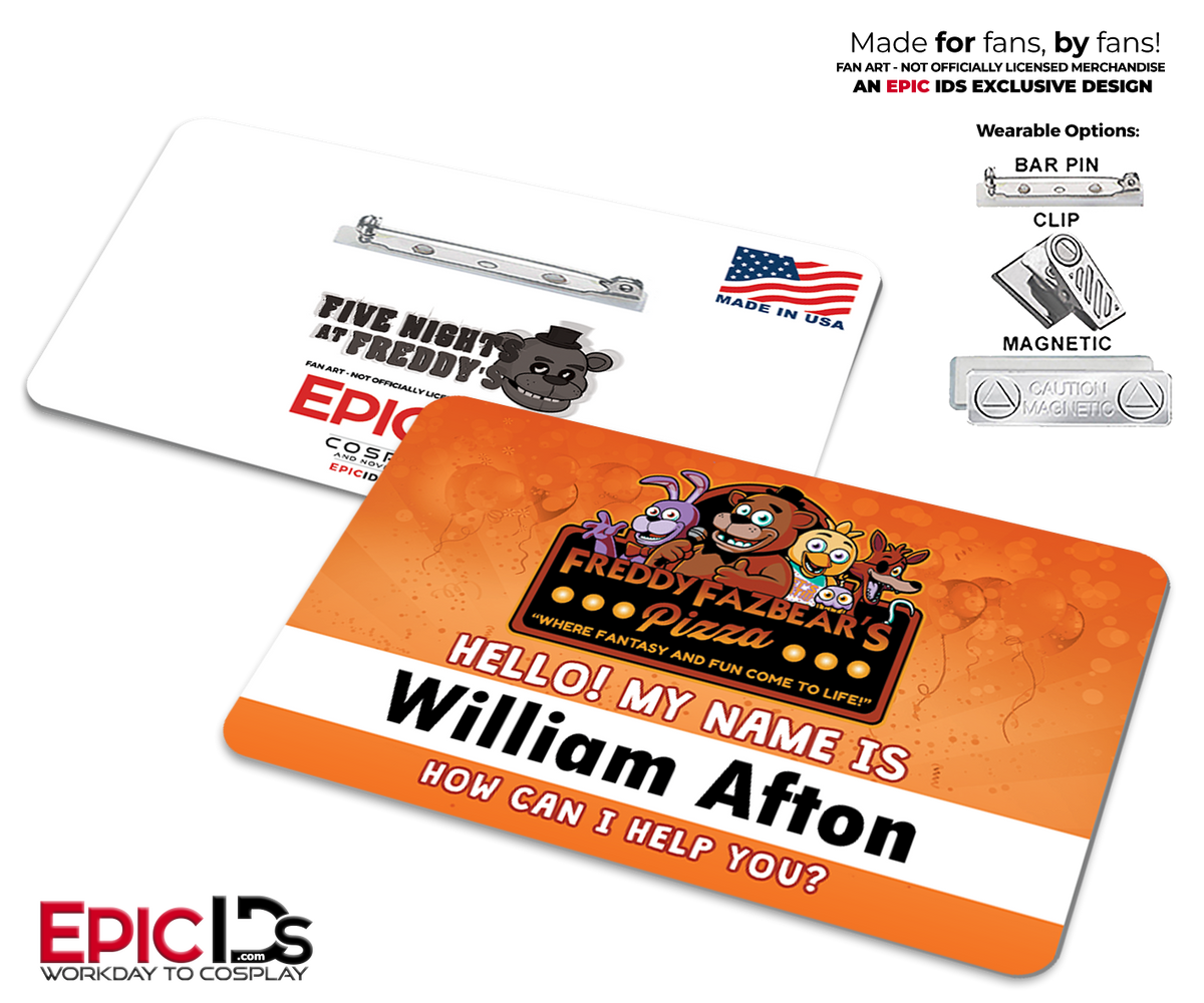 William Afton Staff ID Badge – Freddy Fazbear’s Pizza – FNAF