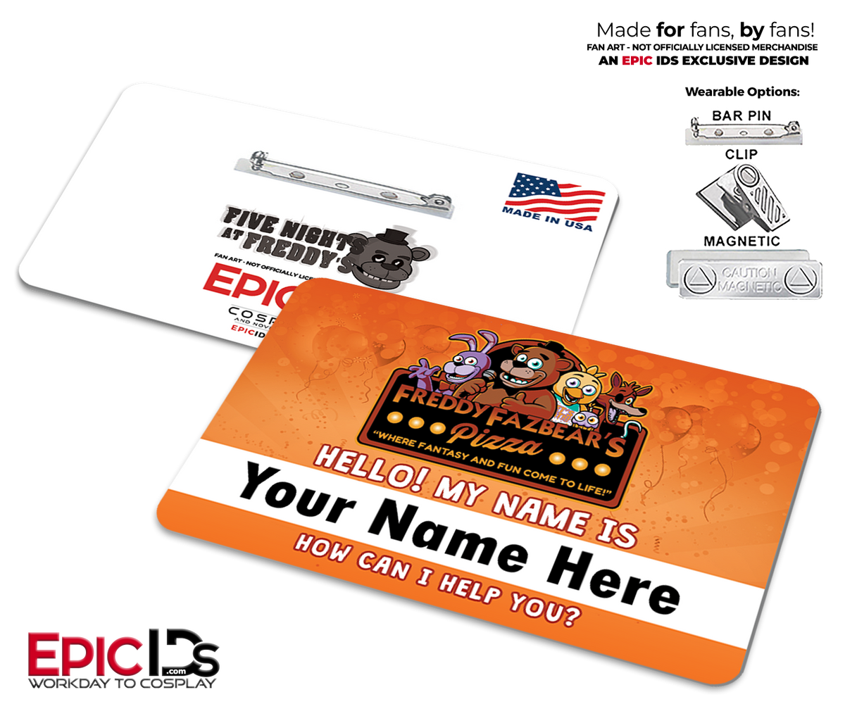 Freddy Fazbear’s Pizza Staff Name Badge – Five Nights at Freddy’s – Personalized
