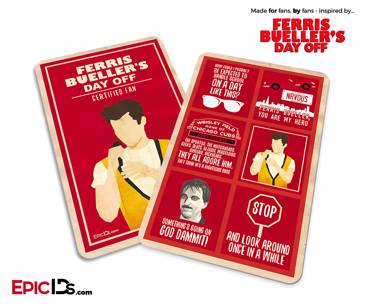 Ferris Bueller&#39;s Day Off Inspired Fan Card - 30th Anniversary Red Card Edition - Epic IDs