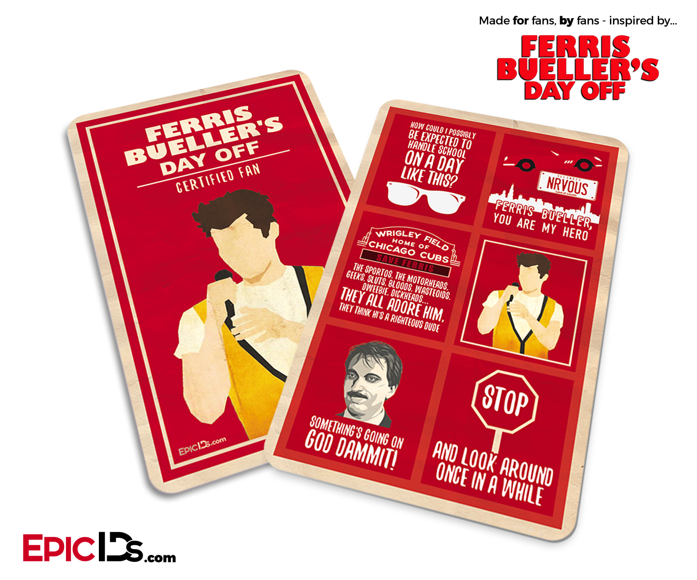 Ferris Bueller's Day Off Inspired Fan Card - 30th Anniversary Red Card Edition - Epic IDs