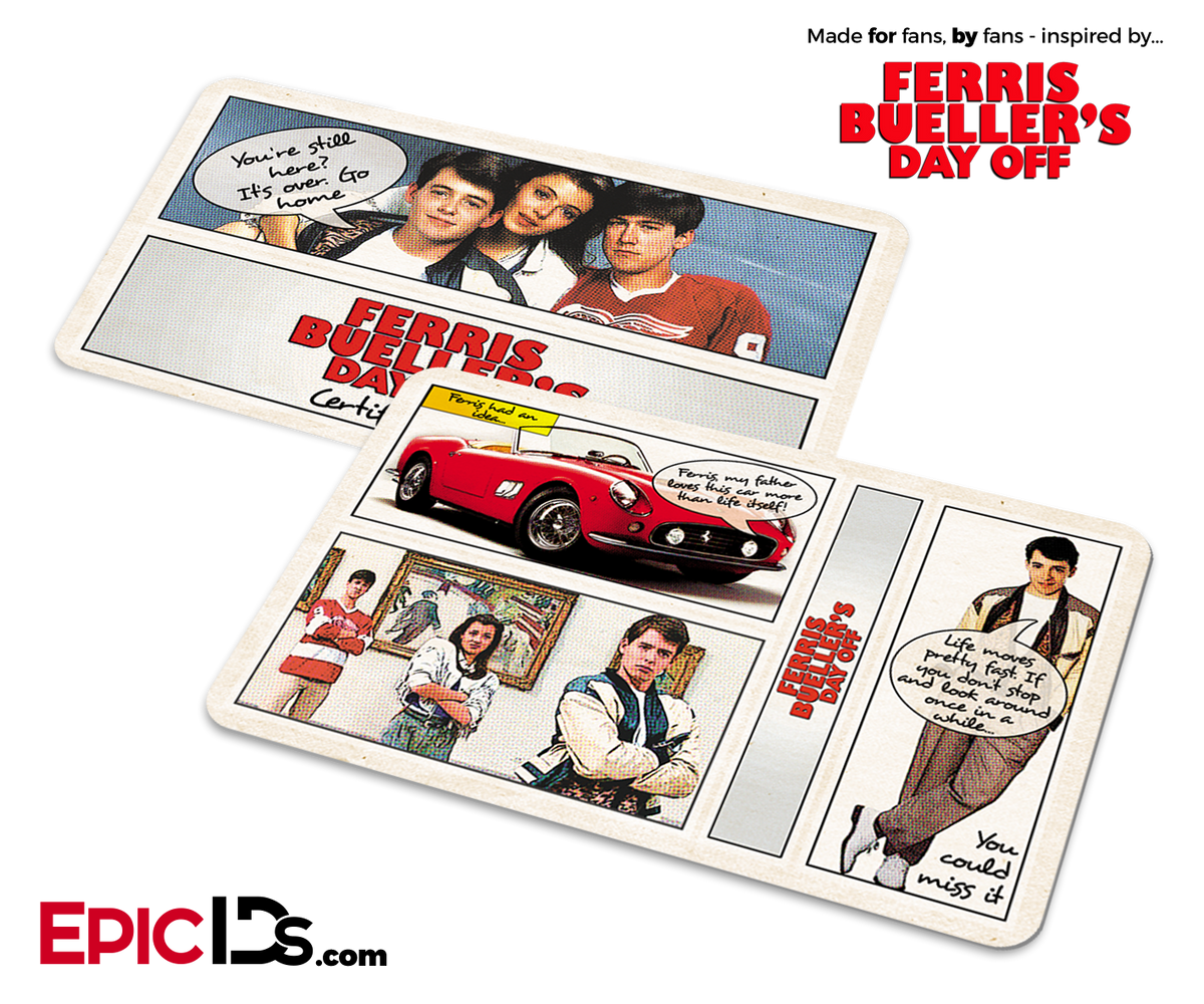 Ferris Bueller&#39;s Day Off Inspired Fan Card - 80&#39;s Comic Strip Style - Epic IDs