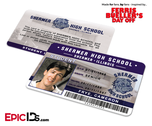 Ferris Bueller's Day Off Inspired Shermer High School Student ID — Cameron Frye