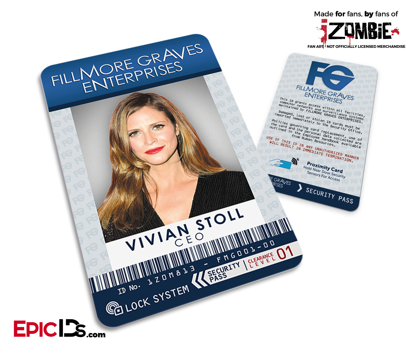 Fillmore Graves Enterprises 'iZombie' Cosplay Employee ID - Vivian Stoll - Epic IDs