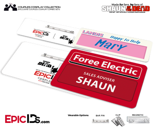 Foree Electric / Landis Grocers 'Shaun of the Dead' Shaun & Mary Cosplay Replica Name Badge Couples Set