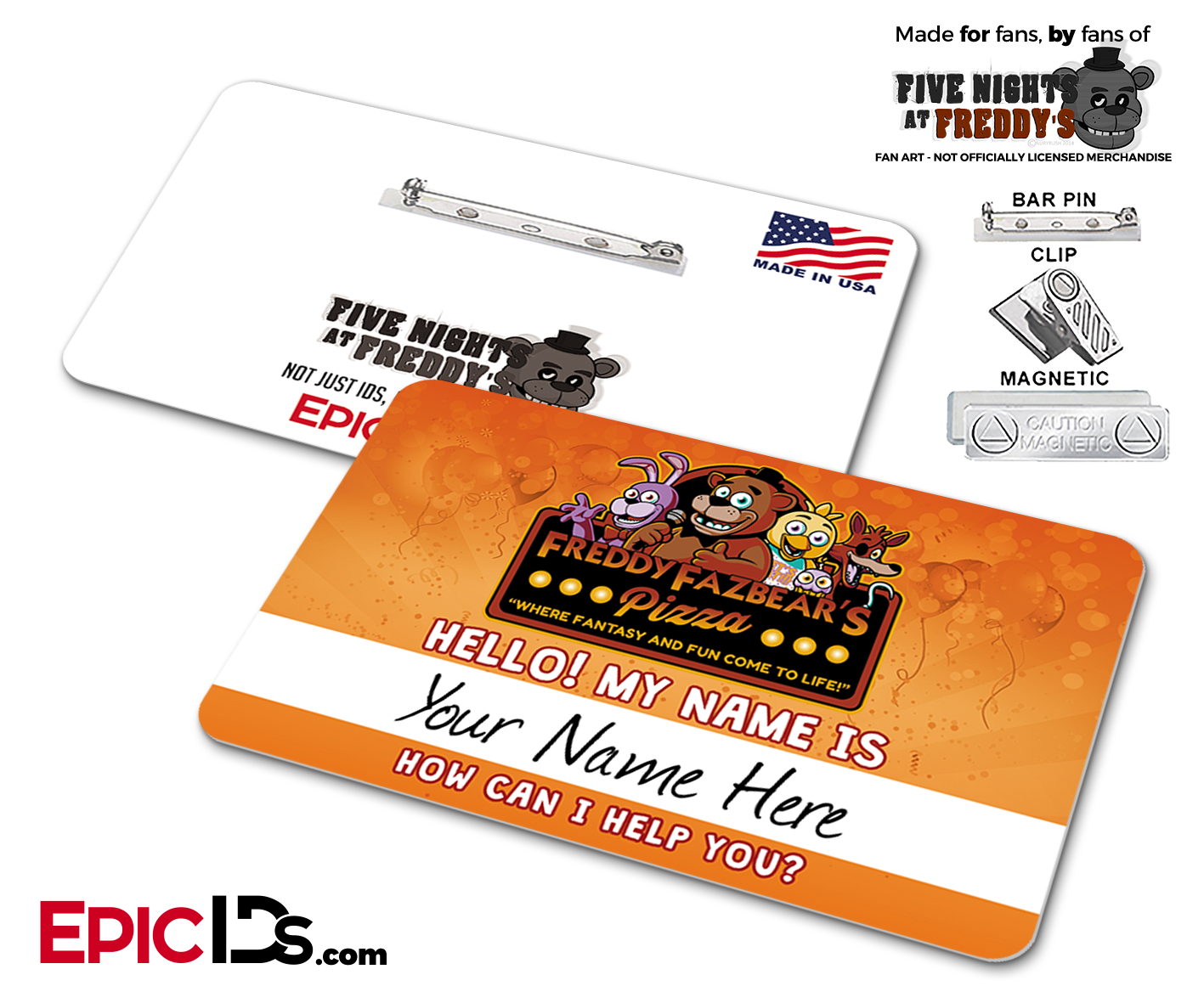 Freddy Fazbear's Pizza FNAF Employee Name Badge [Personalized] - Epic IDs
