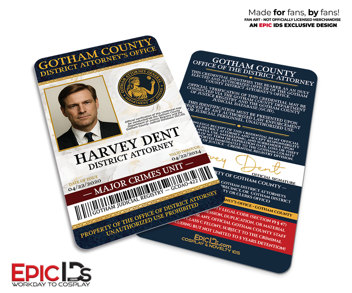 Harvey Dent District Attorney ID Badge – Gotham City  – Dark Knight Edition