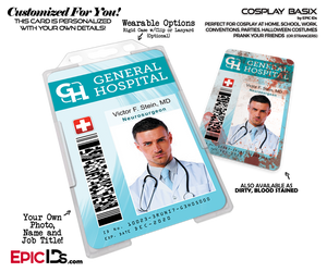 General Hospital Employee Medical / Doctor Themed Cosplay ID Name Badge — Photo Personalized