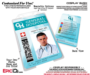 General Hospital Employee Medical / Doctor Themed Cosplay ID Name Badge [Photo Personalized] - Epic IDs