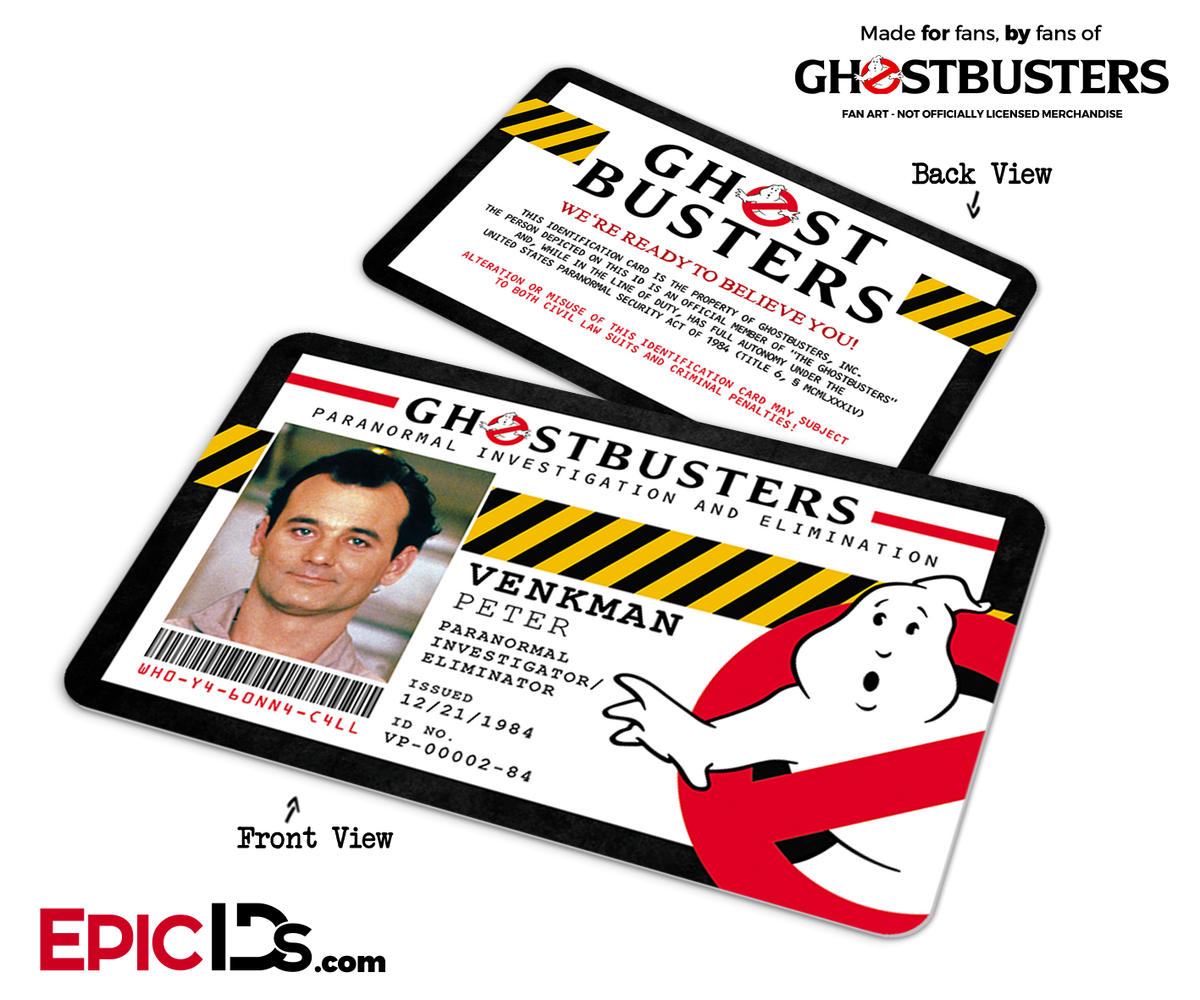 Ghostbusters Paranormal Investigation Cosplay Name Badge/ID Card - Peter Venkman - Epic IDs