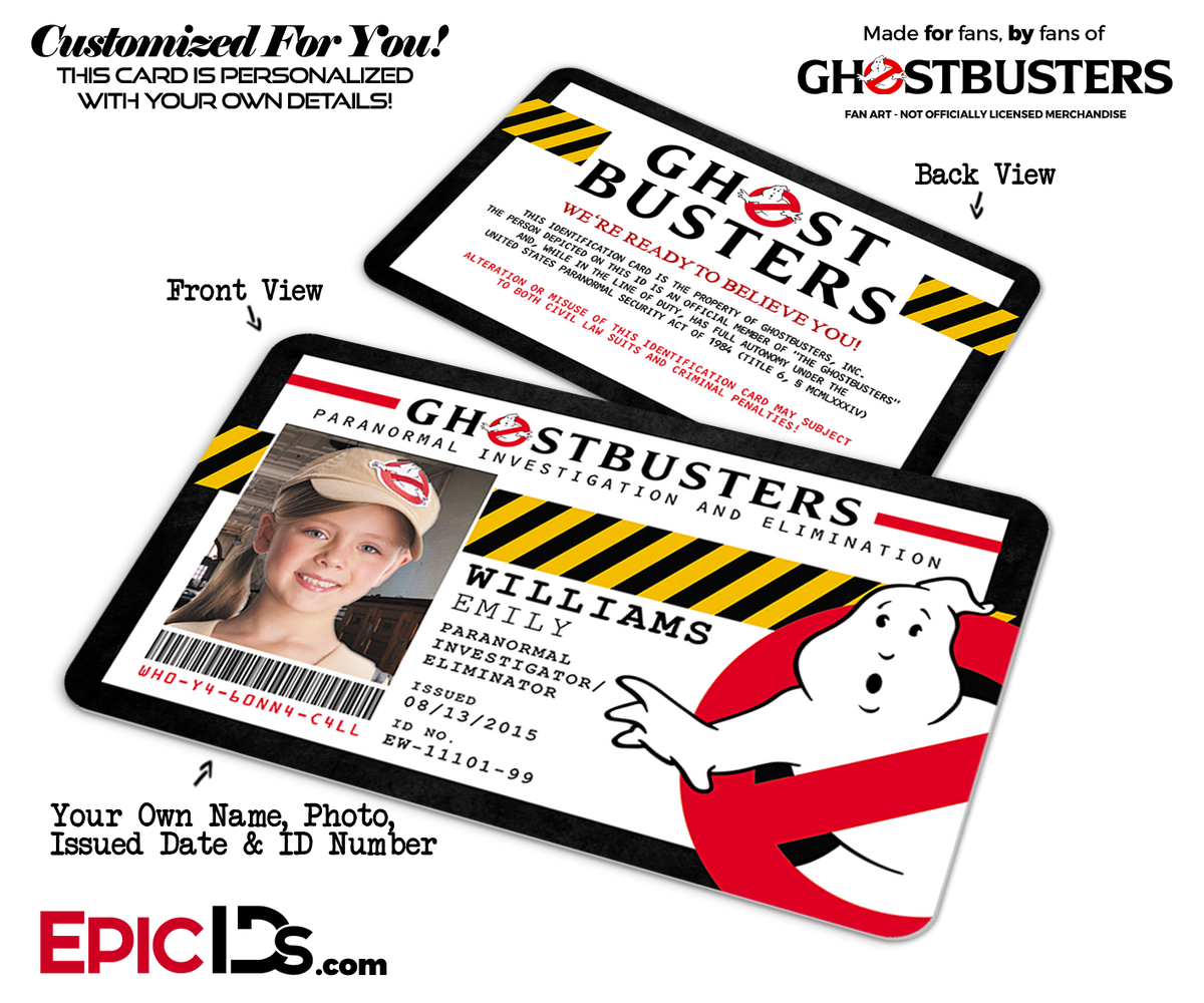 Ghostbusters Paranormal Investigation Cosplay Name Badge/ID Card [Photo Personalized] - Epic IDs