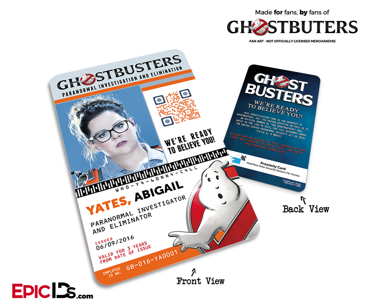 Ghostbusters Reboot Paranormal Investigation Cosplay Name Badge/ID Card - Abigail (Abby) Yates - Epic IDs