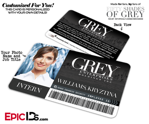 Grey Enterprises 'Fifty Shades Of Grey' Cosplay Employee ID Card — Photo Personalized