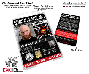 Groom Lake Test Facility AREA 51 Cosplay Security ID Badge — Photo Personalized