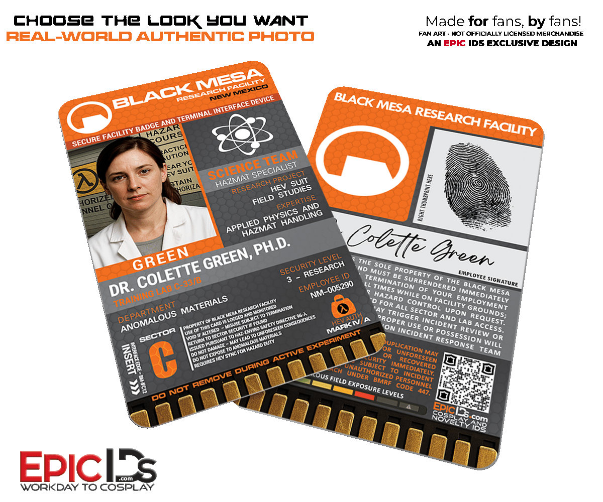 Colette Green Science Team ID Badge — Black Mesa Research Facility, Half-Life