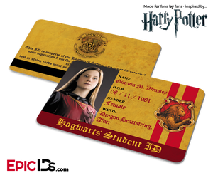 Harry Potter Inspired Hogwarts Student ID (Gryffindor) — Ginevra M. Weasley