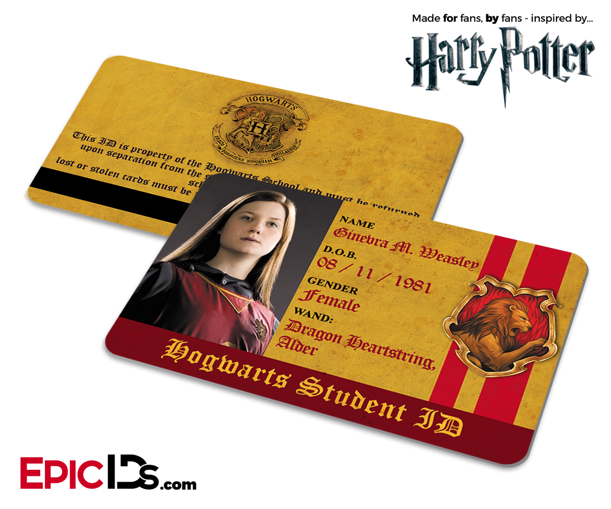 Harry Potter Inspired Hogwarts Student ID (Gryffindor) - Ginevra M. Weasley - Epic IDs