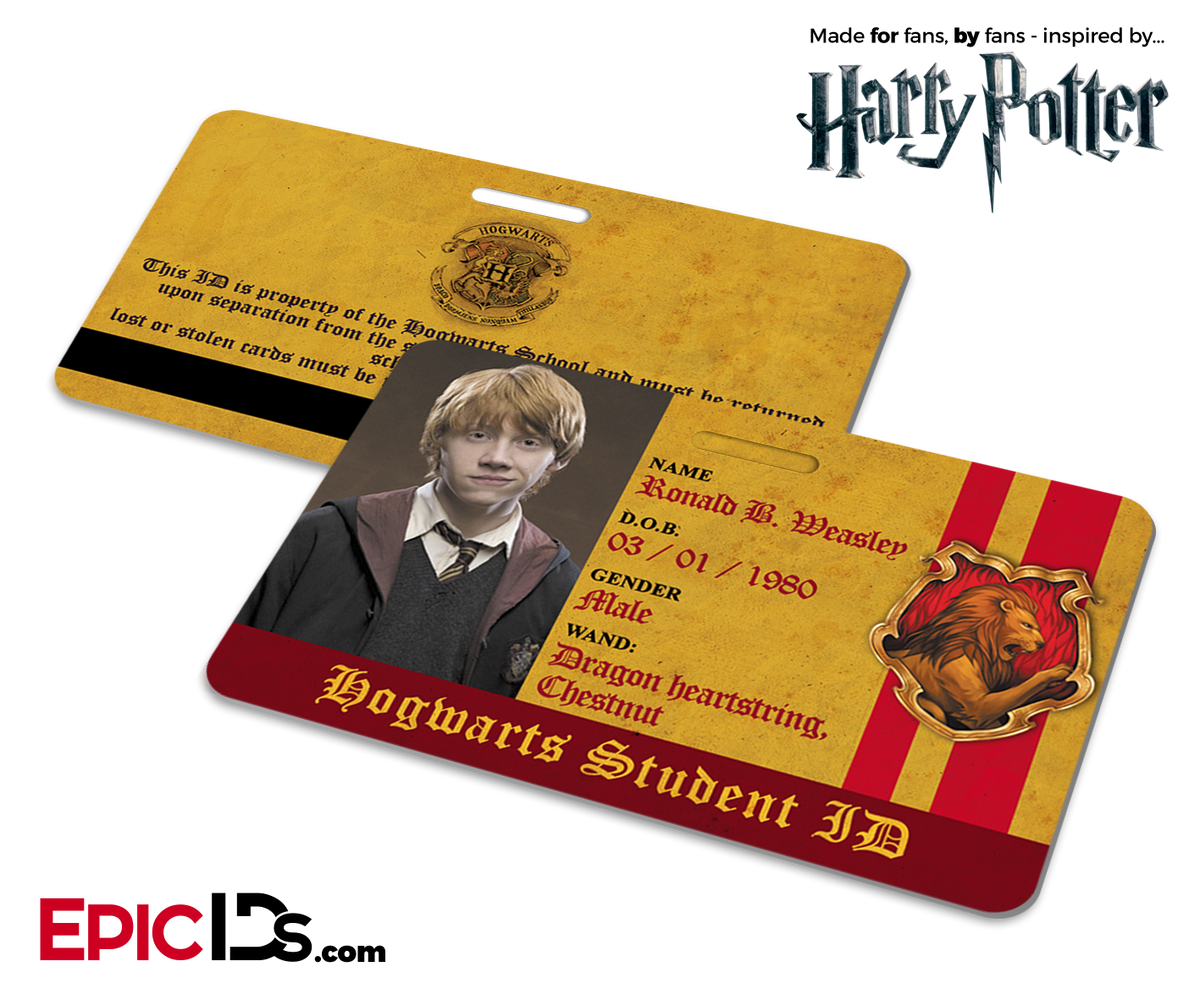 Harry Potter Inspired Hogwarts Student ID (Gryffindor) - Ronald Weasley - Epic IDs