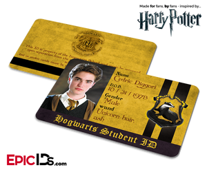 Harry Potter Inspired Hogwarts Student ID (Hufflepuff) — Cedric Diggori
