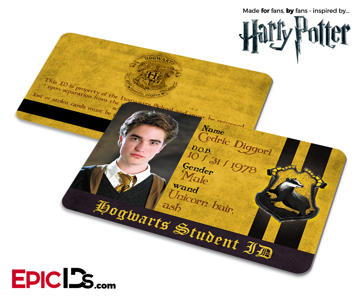 Harry Potter Inspired Hogwarts Student ID (Hufflepuff) - Cedric Diggori - Epic IDs