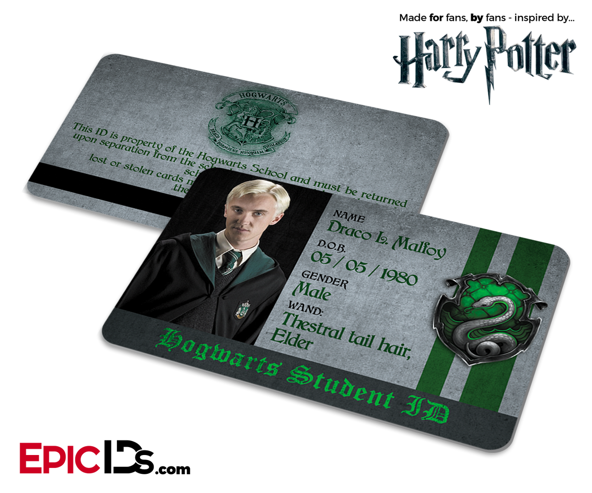 Harry Potter Inspired Hogwarts Student ID (Slytherin) - Draco Malfoy - Epic IDs
