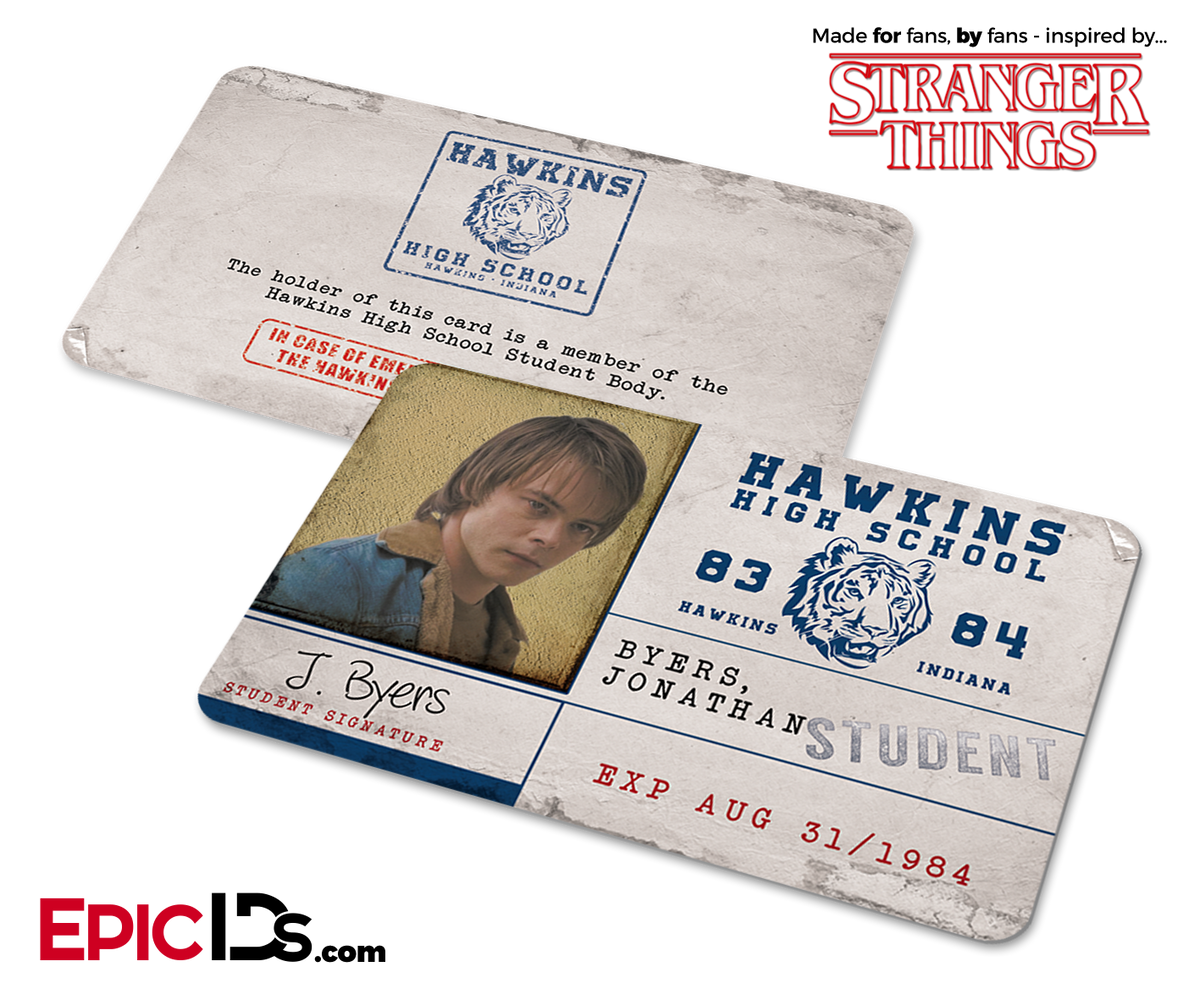 Hawkins High School &#39;Stranger Things&#39; Student ID Card - Jonathan Byers - Epic IDs