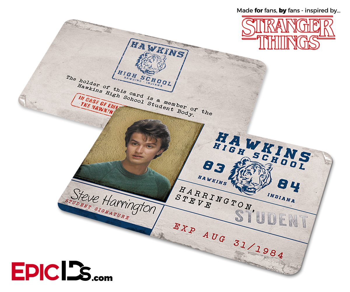 Hawkins High School &#39;Stranger Things&#39; Student ID Card - Steve Harrington - Epic IDs