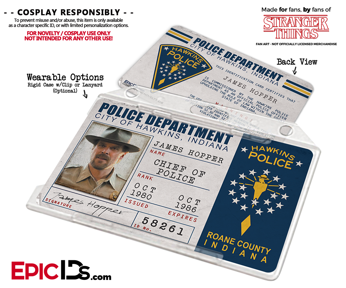 Hawkins Police Department &#39;Stranger Things&#39; ID Card - Jim Hopper (James) - Epic IDs