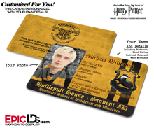 Hogwarts School 'Hufflepuff' Harry Potter Inspired Student ID — Photo Personalized