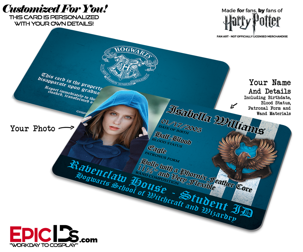 Hogwarts School &#39;Ravenclaw&#39; Harry Potter Inspired Student ID [Photo Personalized] - Epic IDs
