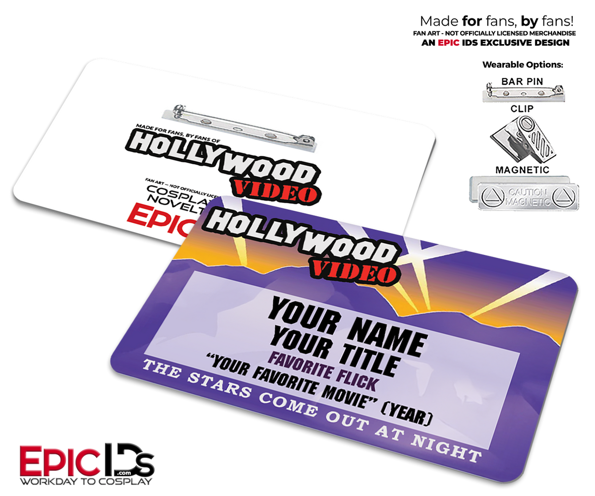 Hollywood Video Employee ID Badge — 1990s Retro Collectible — Personalized