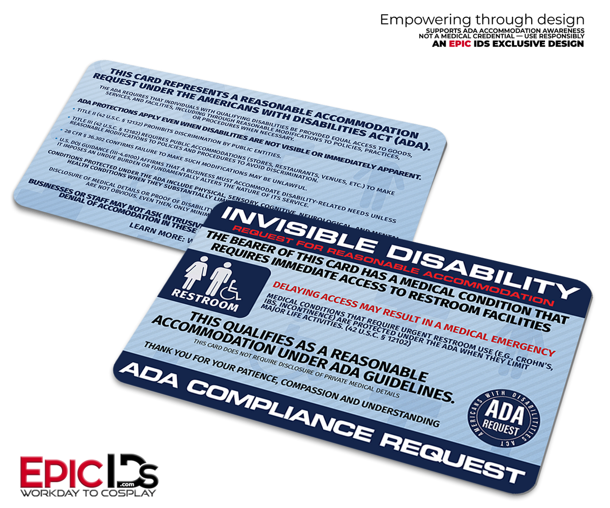 Invisible Disability ADA Awareness Card — Restroom Accommodation — ADA Compliance