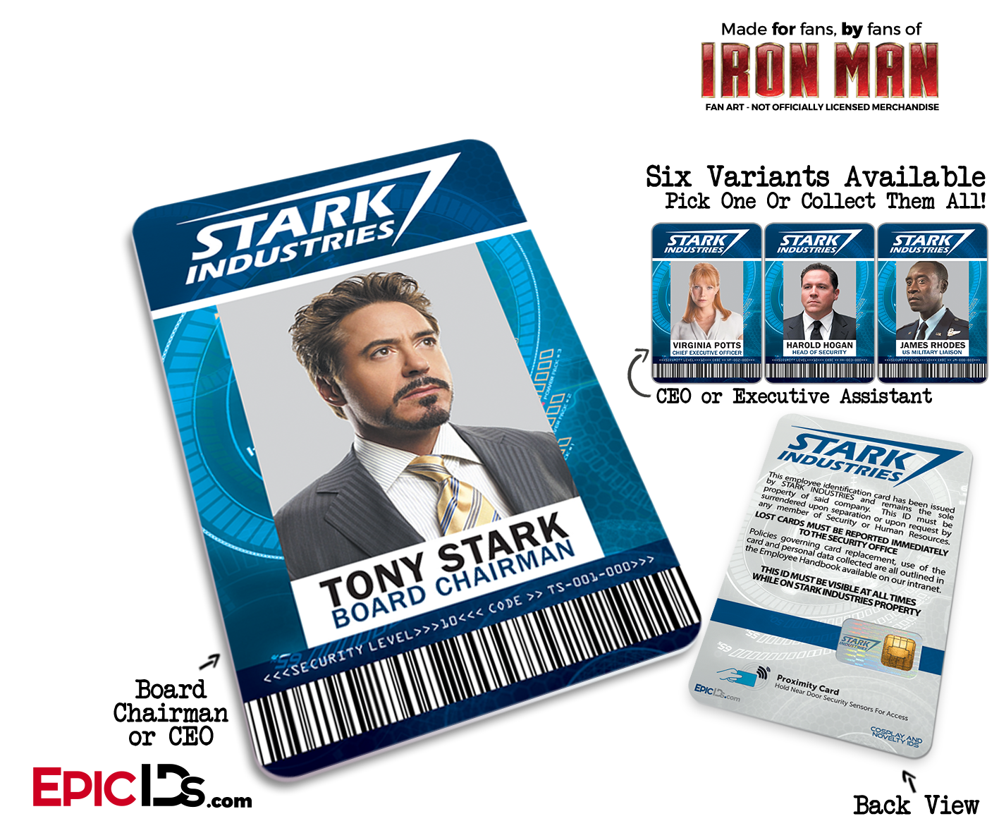 Iron Man / Avengers Inspired Stark Industries Cosplay Name Badge Employee ID [Movie Characters] - Epic IDs