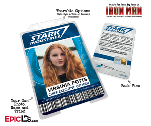 Iron Man / Avengers Inspired Stark Industries Cosplay Name Badge Employee ID — Photo Personalized