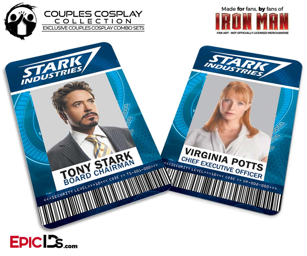 Iron Man / Avengers Inspired Stark Industries Name Badge Employee ID [Couples Cosplay] - Epic IDs