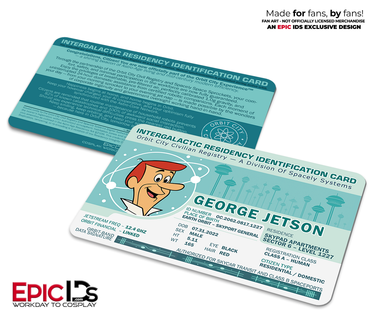 George Jetson Intergalactic Residency ID Card – The Jetsons – Retro Sci-Fi Collectible