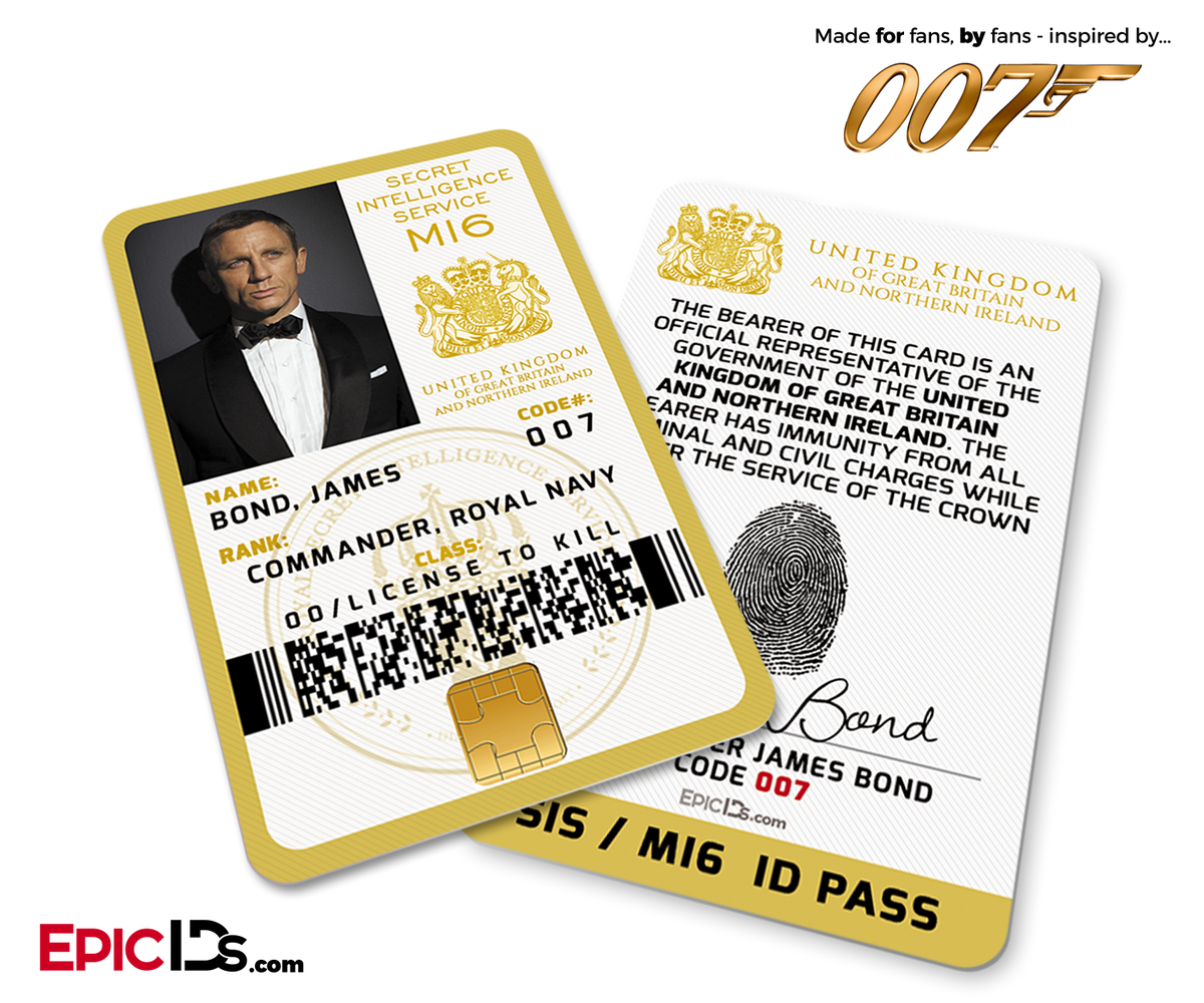 James Bond 007 Inspired (Daniel Craig) Secret Intelligence Service ID - Epic IDs