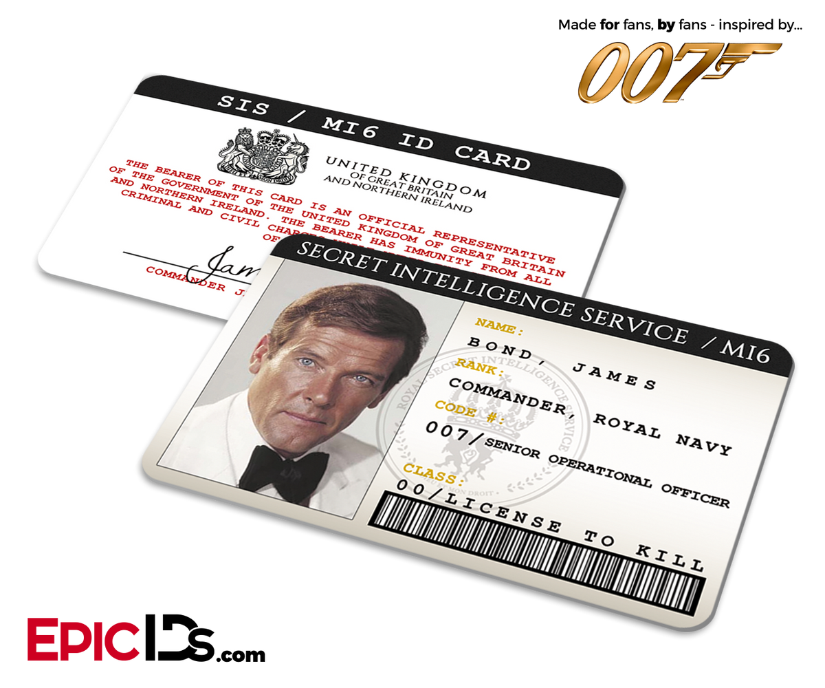 James Bond 007  Inspired (Roger Moore) Secret Intelligence Service ID - Epic IDs