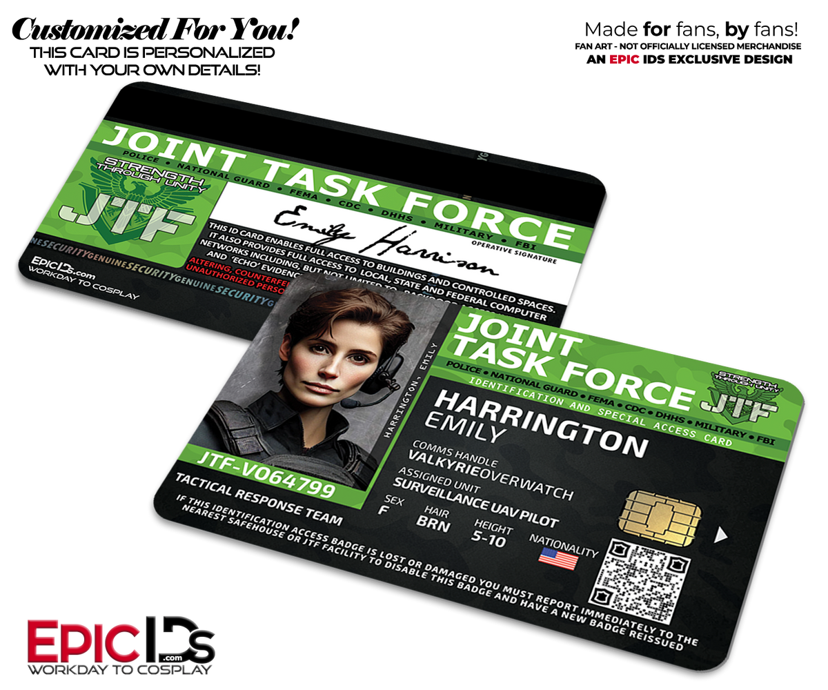Joint Task Force (JTF) &#39;The Division&#39; Agent ID Card [Photo Personalized] - Epic IDs