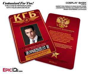 KGB Soviet Union Security Agency 'Russian' Themed Cosplay ID Badge — Photo Personalized