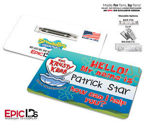 Patrick Star Krusty Krab Employee ID Badge – SpongeBob SquarePants