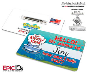 Jim Krusty Krab Original Fry Cook ID Badge – SpongeBob SquarePants