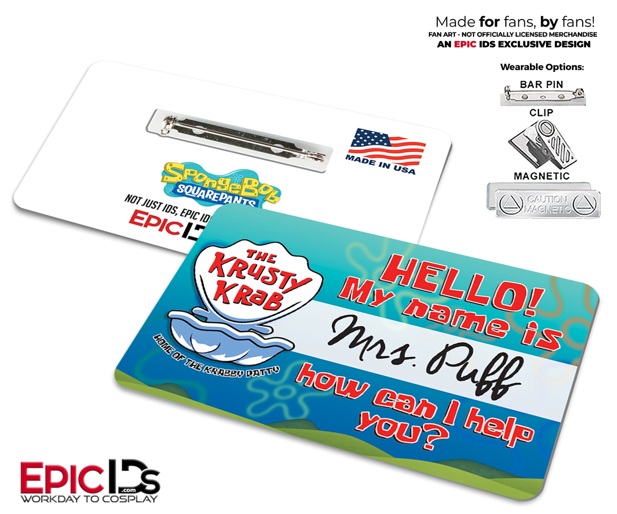 Mrs. Puff Krusty Krab Employee ID Badge – SpongeBob SquarePants