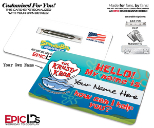 Krusty Krab Employee ID Badge — SpongeBob — Personalized