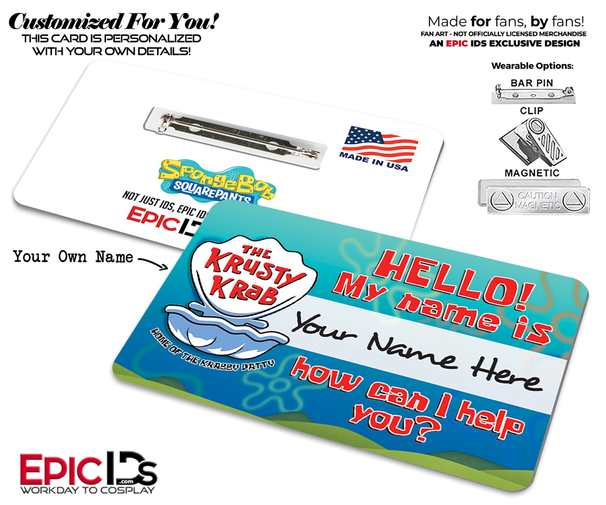 Krusty Krab Employee ID Badge — SpongeBob — Personalized